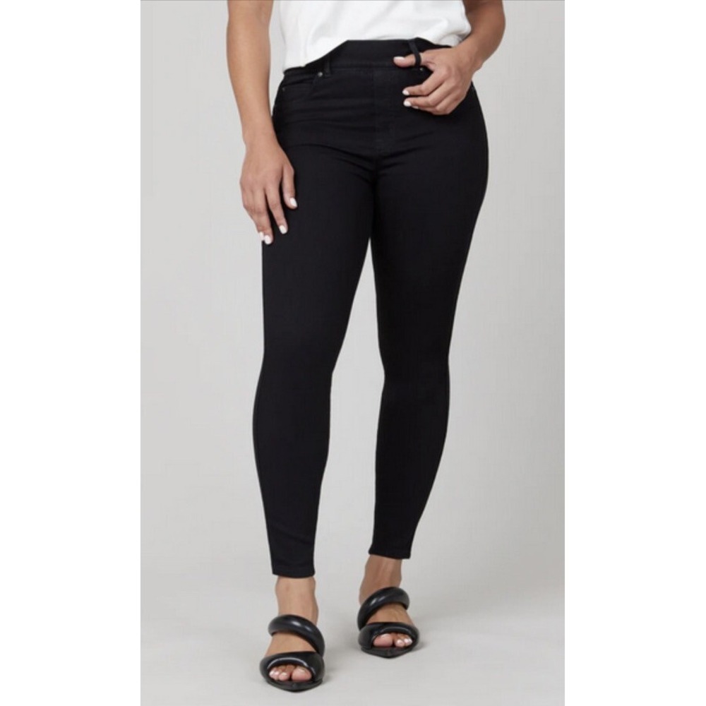 Spanx Jeans Womens Small Petite Black Jean-ish Skinny High Rise Tummy Control